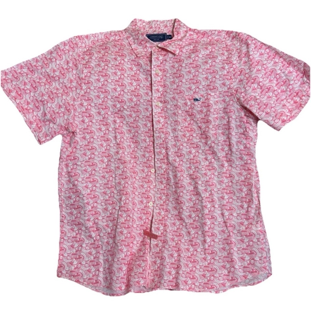 Vineyard Vines Men’s M Classic Fit Whale Shirt Pink Fruit